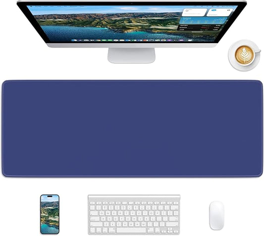 Blue Mouse Pad, 31.5 x 11.8 Large Desk Mat with Stitched Edges & Non-Slip Base, Mousepad for Office, Home, Work
