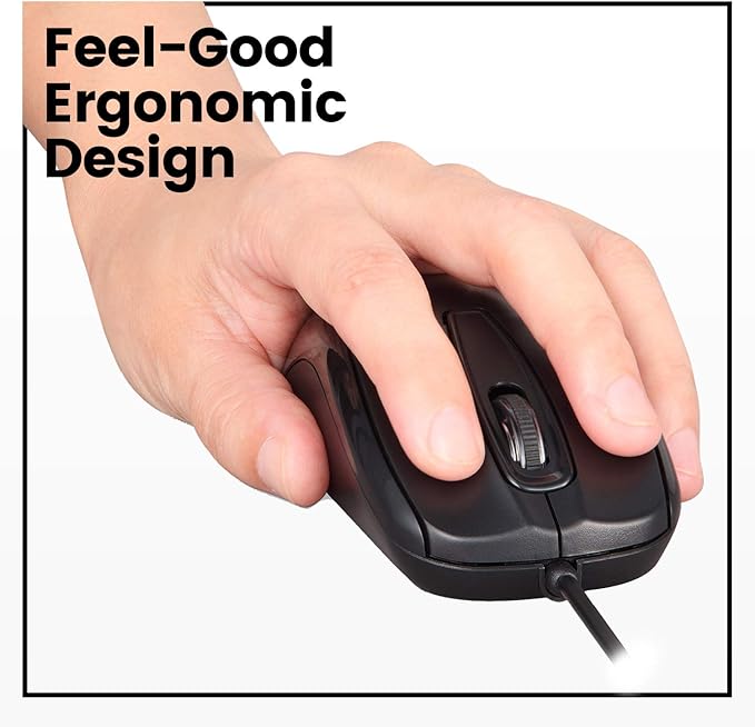 Perixx Perimice-209 P, Wired PS2 Mouse with 1000 DPI Resolution, Black, (10442)