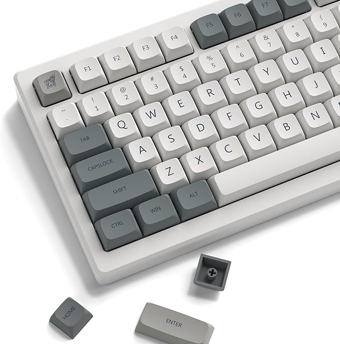 dagaladoo Retro keycaps Japanese Style Double Shot PBT Keycaps Set dye Sublimation Custom Key caps 139keys Grey XDA Profile Key caps Keyboard for Gateron MX Switches Mechanical Keyboard
