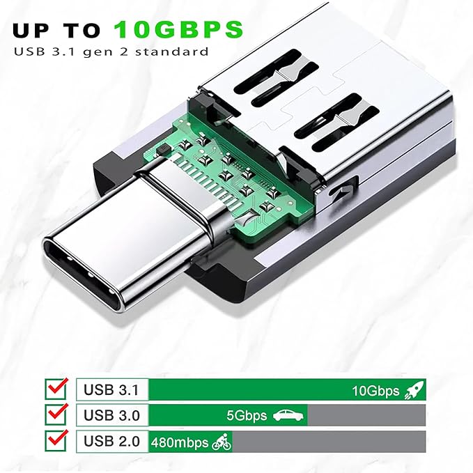 USB C to USB Adapter 3.1 Gen 2, 10Gbps USB to usbc Adapter, USB-c Male to USB 3.0 A Female USB 3.2 Type C OTG Converter for MacBook pro Laptop PC iMac iPad air