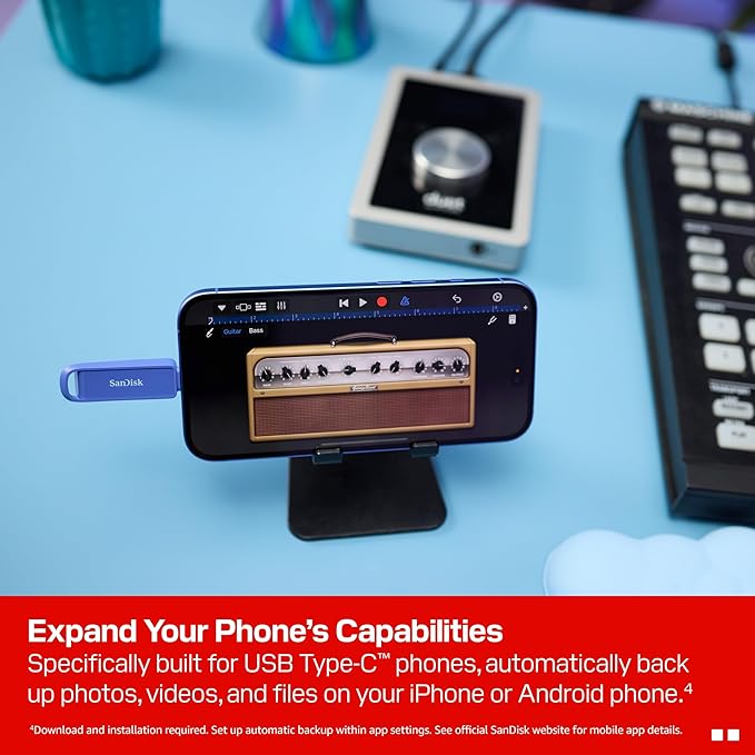 SanDisk 256GB Phone Drive with USB Type-C - for Smartphones, Tablets, and Computers - Up to 150MB/s, USB 3.2 Gen 1 - Maritime Blue - SDIXS0N-256G-GN6ND