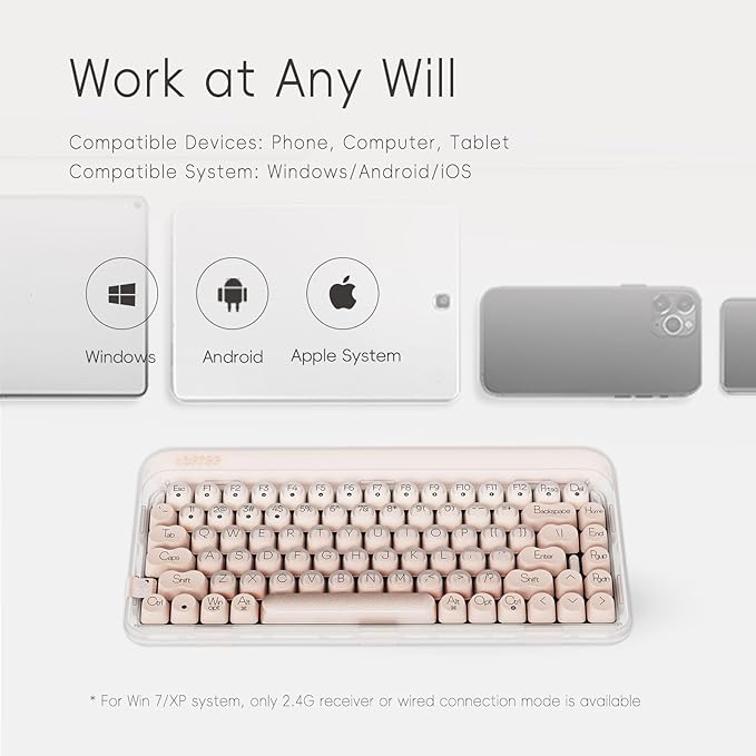 LOFREE DOT Foundation Mechanical Keyboard, 75% Rechargeable Hot-swappable Keyboards with 3 Types Connection for Windows, Mac OS/Pink GATERON Baby Racoon Switches