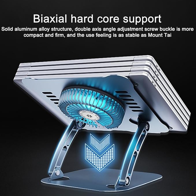 Laptop Cooler Cooling Pad Stand - Slim Ergonimic Laptop Stand for Desk, 3 Speed Cooling Fan Adjustable Height Laptop Cooling Stand for MacBook 11-15.6 Inch (Silver), YT628-2