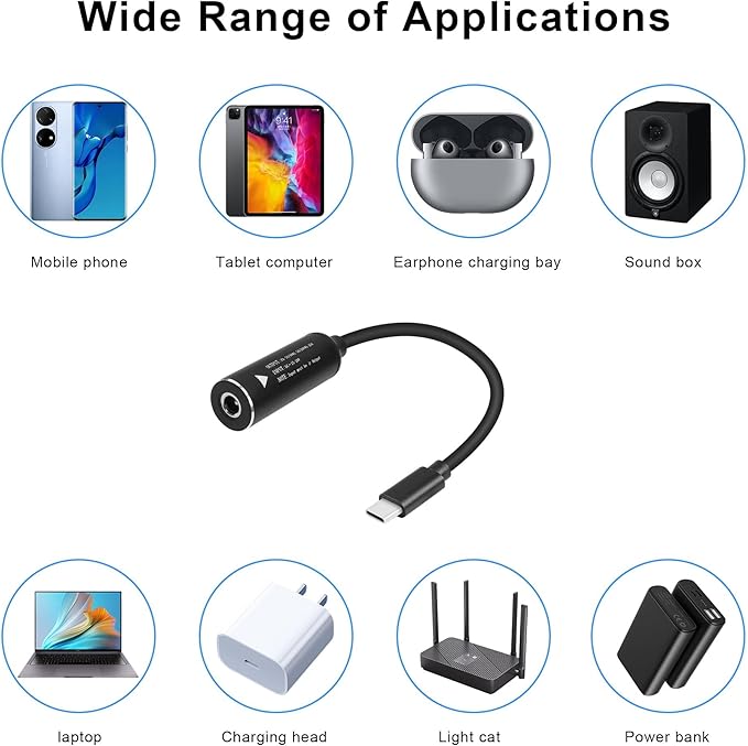 PD65W DC 4.5x3.0mm (0.9mm) Adapter to USB-C Charging Cable Female to Type-C Charger Power Adapter Cable for Laptops,Mobile Phones,Tablets, Rechargeables,etc