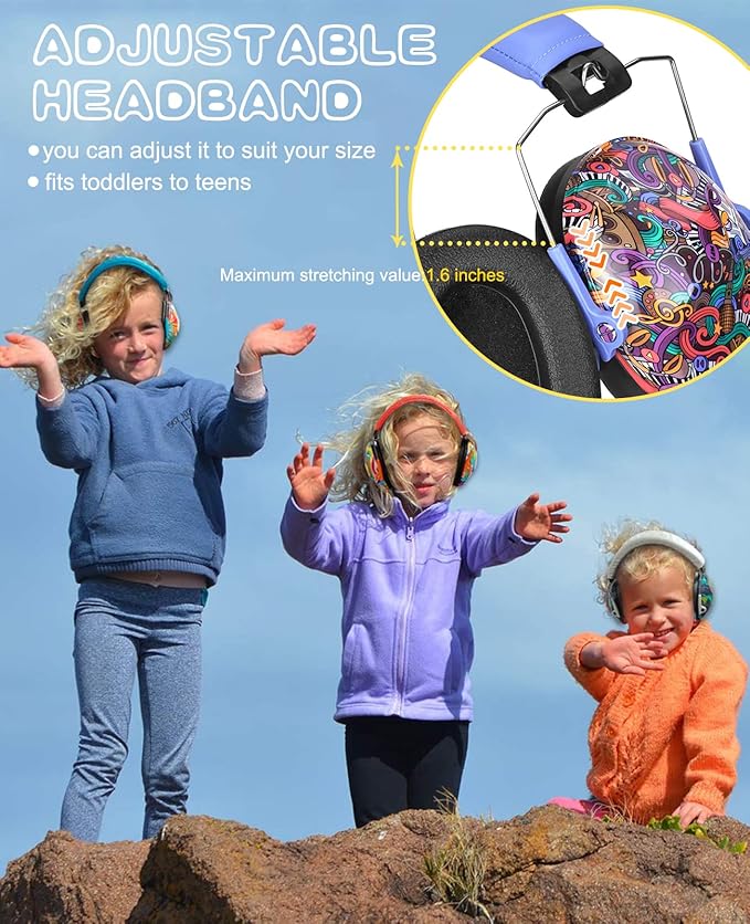 PROHEAR ROHEAR 032 Kids Ear Protection Safety Muffs, NRR 25dB Noise Blocking Earmuffs for Monster Trucks, Autism, Studying, Protective Ear Defenders for Toddler Children Teens - SYMBOL MUSIC