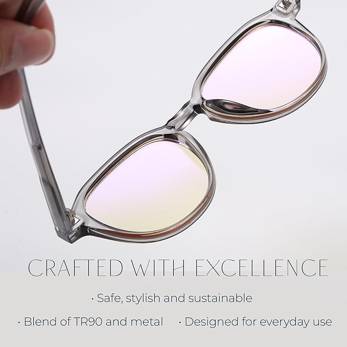 Blue Light Blocking Glasses - Anti Eye Strain Glasses for Gaming, Reading & Computer - Comfort Eyewear for Women & Men