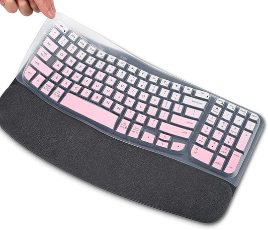 Keyboard Cover Skin for Logitech Wave Keys MK670 Combo Keyboard Skin, Logitech Wave Keys Wireless Ergonomic Keyboard Cover Protector Skin, Logitech Wave Keys MK670 Accessories, Ombre Pink