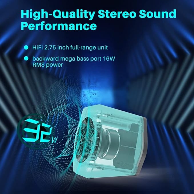 G2000 32W PC Computer Speakers for Gaming Desktop PC Laptop Mac Computer Woofer Speakers Bluetooth USB 3.5mm AUX Inputs RGB Lights Multimedia Speakers White