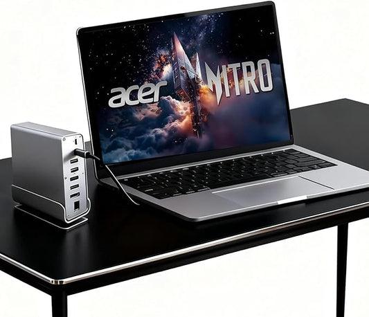 Docking Station for Acer Nitro 17 16 14 5, V 14 AI, V 15 AI, V 16 AI, V 17 AI Gaming Laptop,15-in-1 USB C with 360 ° Rotating Base, 2 * 4K HDMI and 1*DP, 10Gbps USB Port Transfer, RJ45, Audio, SD/TF