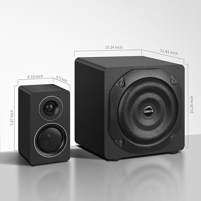 Computer Speakers with Subwoofer, 2.1 Gaming Speaker System for Desktop PC, 100W RMS, 6.5" Deep Bass, Bluetooth 5.3, AUX/RCA/Optical/Coaxial, Surround Sound for PC/Monitor/TV - Black