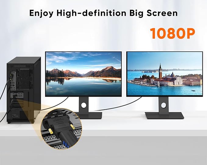 CableCreation DVI to HDMI Adapter, Bi-Directional DVI Male to HDMI Female Converter, Support 1080P, 3D for PS5,PS4,TV Box,Blu-ray,Projector,HDTV …