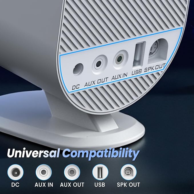 Bluetooth PC Gaming Speakers, 2 * 15W 2.0CH Stereo with 3 EQ & 6 RGB Modes, AC Powered Desktop Speakers with Aux/USB/Headphone Port for Laptop/TV, White