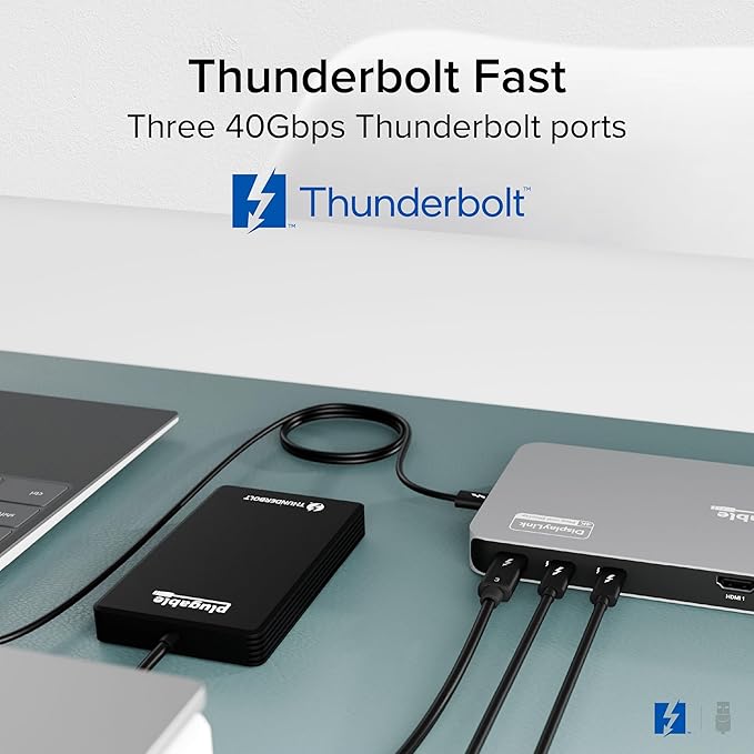Plugable Thunderbolt 4 Dock for Quad Monitors 100W, Thunderbolt Docking Station Connects up to Four 4K Monitors for Windows and Mac Laptops, 2x HDMI, 4x Thunderbolt 4/USB C, Driver Required TBT-6950PD