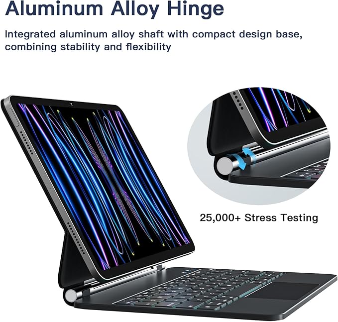 for iPad Air 11 inch Case with Keyboard (M4/M3/M2, 2026/2025/2024), iPad Pro 11 (4th/3rd/2nd/1st Gen) & Air 5/4th Magic Keyboard Case, 11 Colors Backlit, Multi-Touch Trackpad, Black