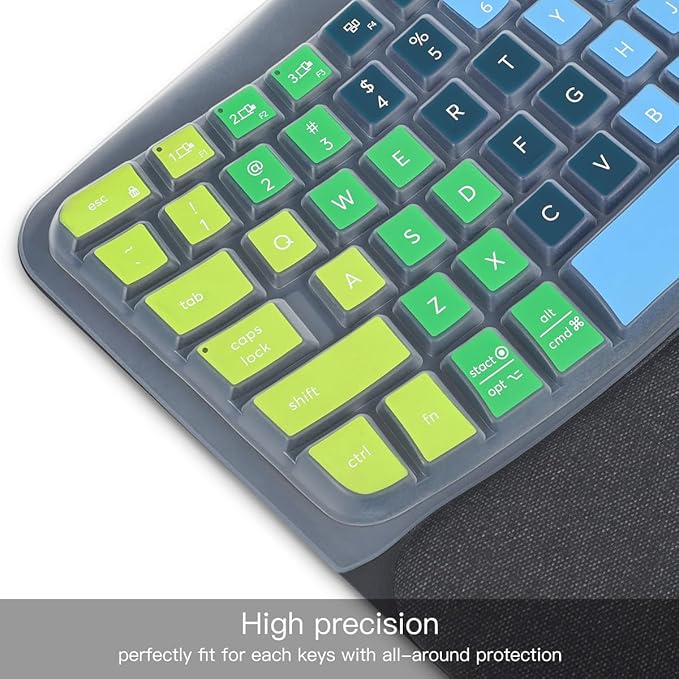 Keyboard Cover Skin for Logitech Wave Keys MK670 Combo Keyboard Skin, Logitech Wave Keys Wireless Ergonomic Keyboard Cover Protector Skin, Waves Key MK670 Accessories, Rainbow