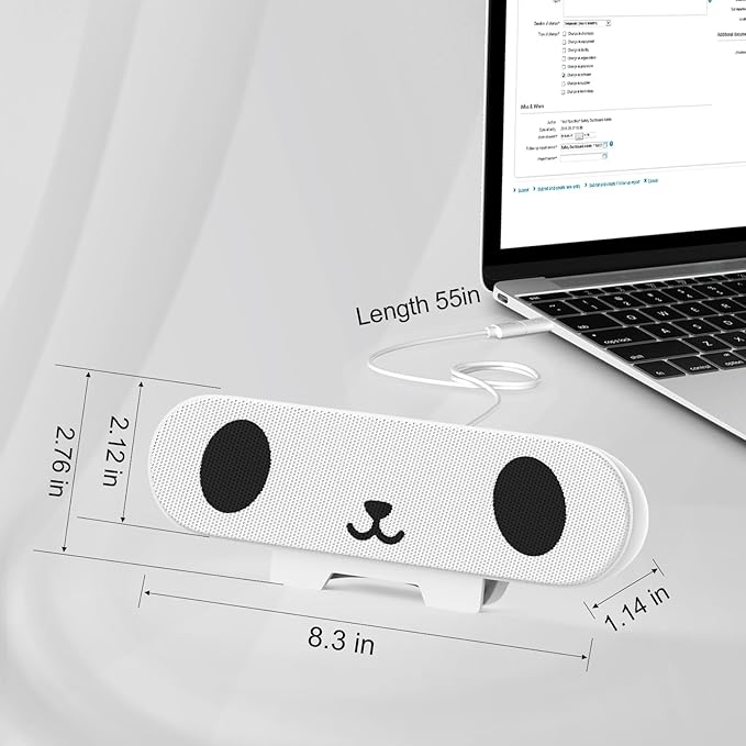 Computer Speakers for Desktop Monitor,Single Speakers for Desktop PC,Laptop Speaker with Loud Sound,Volume Control Easily Clamps to Monitors(USB-C to USB Adapter Included) (White)