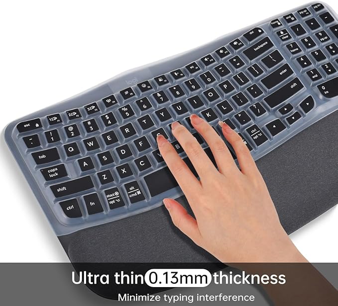 Keyboard Cover for Logitech Wave Keys MK670 Combo Keyboard Skin, Logitech Wave Keys Wireless Ergonomic Keyboard Cover Protector Skin Accessories, Black