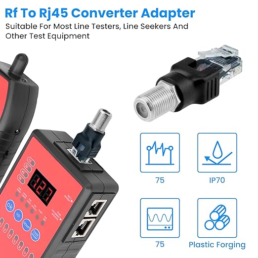 4PCS F-Type Female to RJ45 Male Coaxial Converter Ethernet Adapter, Coax Straight Connector for Cable Line Tester Monitor Digital Signal Compatible, Black