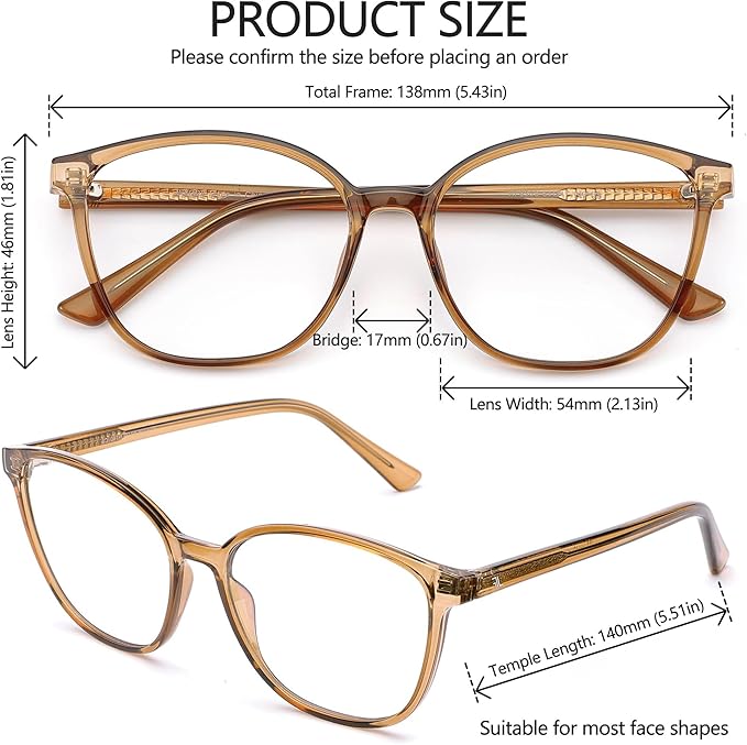 Women's Blue Light Blocking Glasses, TR90 Frame Computer Gaming Glasses Anti Eyestrain & UV Glare RF6208