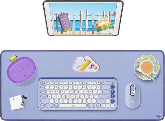 Logitech Desk Mat - Studio Series, Multifunctional Large Desk Pad, Extended Mouse Mat, Office Desk Protector with Anti-Slip Base, Spill-Resistant Durable Design, in Lilac