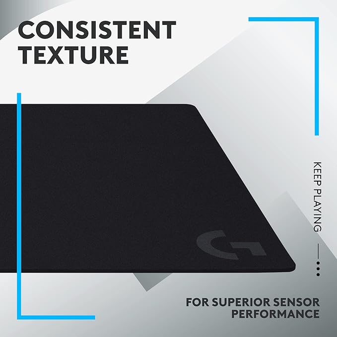 Logitech G840 XL Cloth Gaming Mouse Pad - 0.12 in Thin, Stable Rubber Base, Performance-Tuned Surface - Black