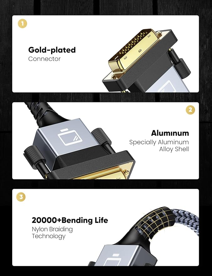 Capshi HDMI A to DVI Adapter Cable 10FT, High-Speed Gold-Plated Plug and Play Bi-Directional Nylon Braid 1080p, DVI to HDMI Adapter for Televison/Monitor/Video Card/Graphics Card