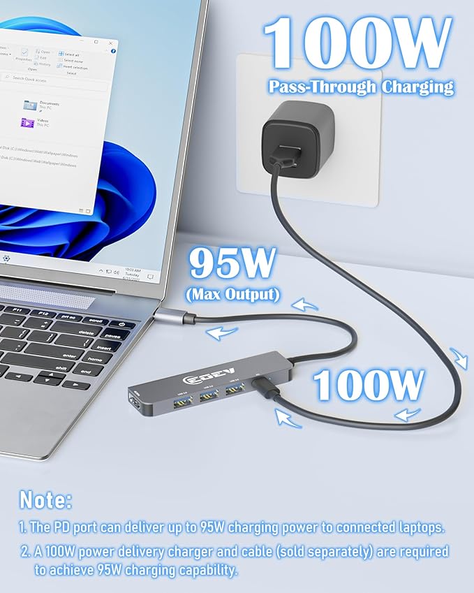5 in 1 USB C Hub Multi-Port Adapter USB A 3.0 5Gbps Data Ports, 2X USB A 2.0 with PD 100W Charging, Type-C to HDMI Adapter 4K@30Hz Data Ports for PC, Desktop, Mac Book Air pro Dell and More (Silver)