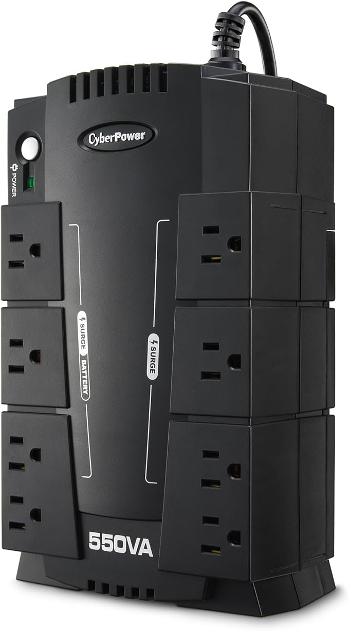 CyberPower CP550SLG Standby UPS Battery Backup and Surge Protector, 550VA/330W, 8 Outlets, Compact, UL Certified