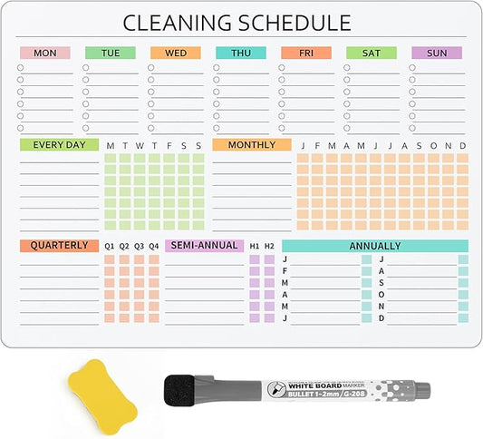 Cleaning Schedules and Checklists Dry Erase Magnetic Cleaning Chores Planner Whiteboard for Refrigerator-Daily Weekly and Monthly Checklist Planner and Household Chore