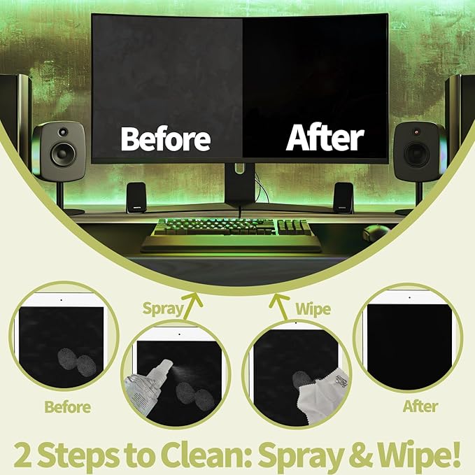 2 Pcs Car Screen Cleaner Accessories, Hatstart Electronic Touch Screens Cleaning Kit for LCD Display TV Laptop Computer Tablet PC Flat Screens, Works with iPhone iPad MacBook Pro, Yellow