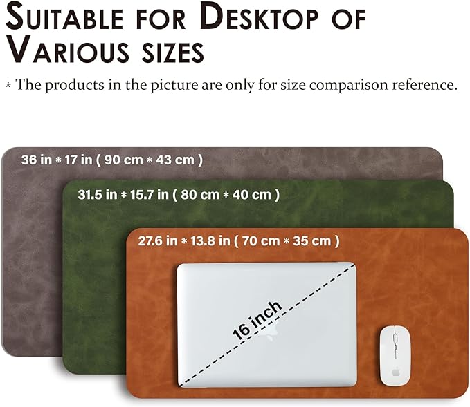 Distressed Leather Desk Mat - Non-Slip PU Desk Pad for Office and Home - Desk Organization and Accessories - Ideal for Large Mouse Pad and Desk Mats on Top of Desks(Ash Gray,36"x 17")