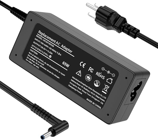 65W Replacement for HP Laptop Charger Probook, Envy, Pavilion, Stream, EliteBook, X360 Computer Charger Blue Tip Notebook PC Power Cord