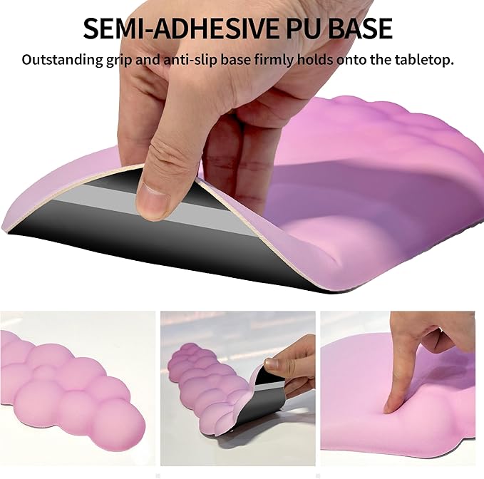 Ergonomic Mouse Pad and Keyboard Rest, 2 in 1 Cloud Wrist Rest + Mouse Pad, Non-Slip for Easy Typing & Wrist Pain Relief - Flower Gradient Pink