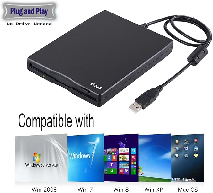 Floppy Drive 3.5 External USB Floppy Diskette Drive for Laptops Desktops Notebooks (Black)