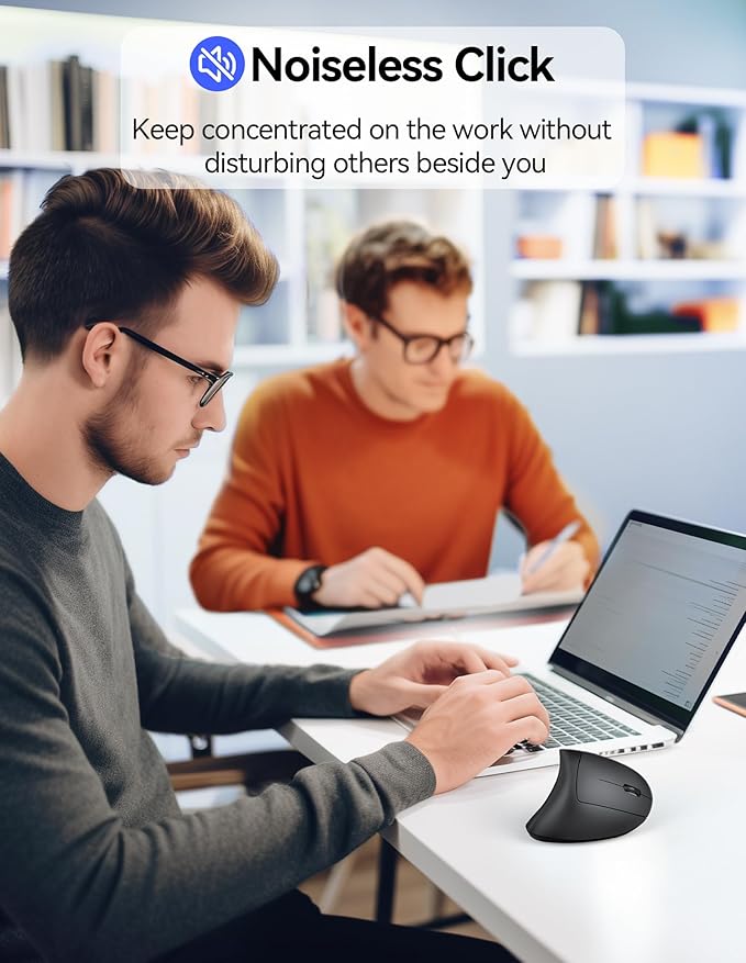 TECKNET Ergonomic Mouse, Wireless Rechargeable Vertical Mouse for Carpal Tunnel Right Hand, 4800 DPI 5 Adjustable Levels 2.4GHz with USB-A Receiver, Silent Click, for Laptop, PC, Desktop (Not USB-C)