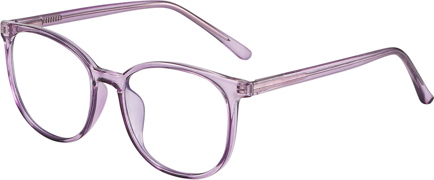 FONHCOO Blue Light Blocking Glasses Fashion Round TR90 Frame Transparent Eyewear Anti UV Computer Glasses for Women Men