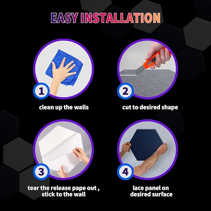 Mollywell Hexagon Acoustic Panels 14x12 - Reduce Echo & Reverb, Noise Blocking Wall Tiles for Home Theater & Study, Deep Camel Sound Absorbing Panels