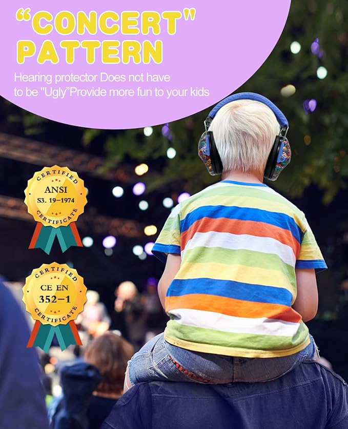 PROHEAR ROHEAR 032 Kids Ear Protection Safety Muffs, NRR 25dB Noise Blocking Earmuffs for Monster Trucks, Autism, Studying, Protective Ear Defenders for Toddler Children Teens - SYMBOL MUSIC