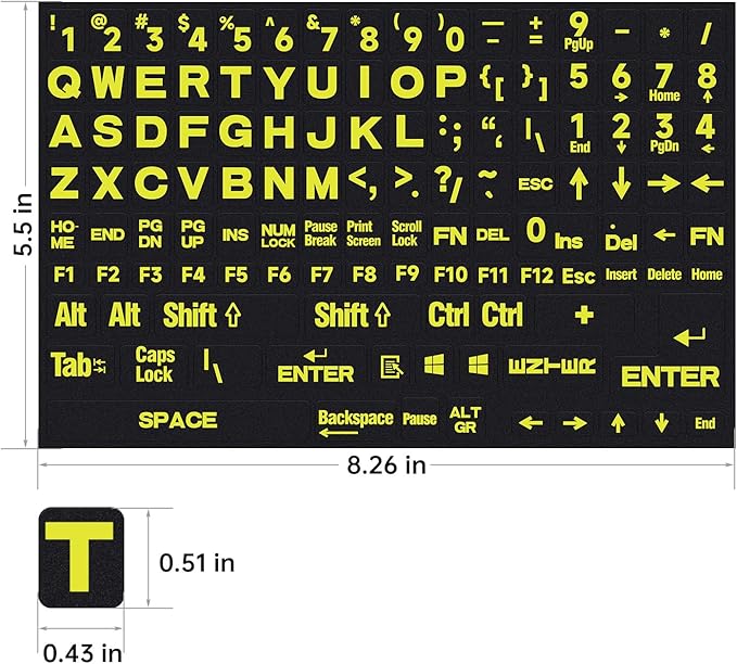 English Keyboard Stickers Full Size Universal PC Computer Laptop Desktop Keyboard Replacement English Keyboard Stickers, QWERTY Alphabet KeyboardStickers -1PCS