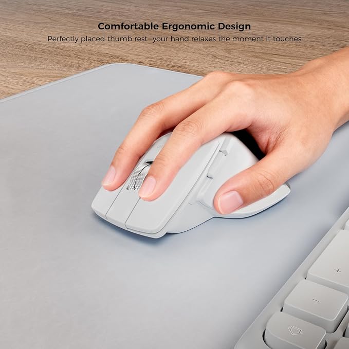 KYSONA Ergonomic Keyboard Mouse Wireless Combo, Full Size Bluetooth Split Keyboard with Wrist Rest, 4 Level DPI Ergo Mouse for Windows Mac OS Computer, White