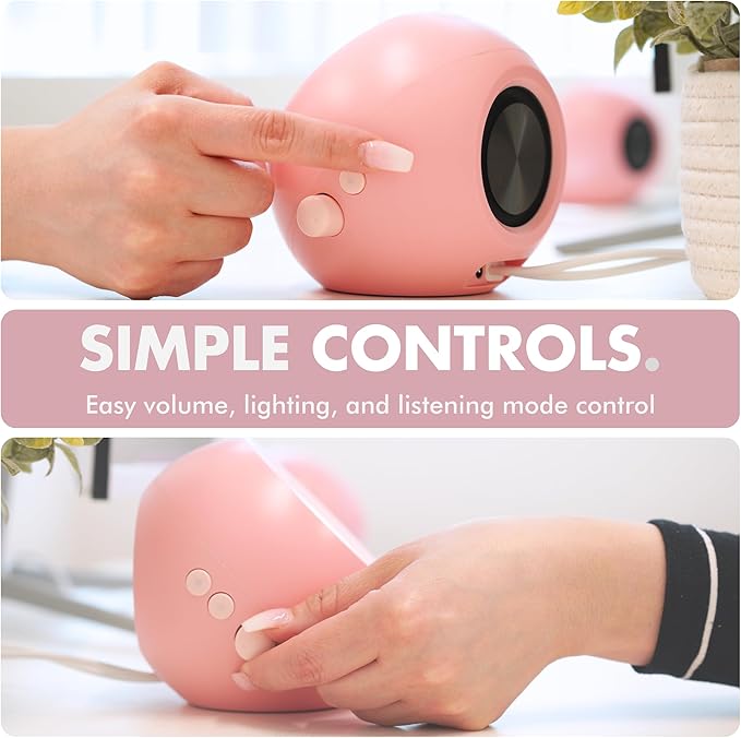 X9 Performance Pink Computer Speakers for Desktop PC with RGB Lighting, Bluetooth, USB, and AUX - Triple Mode Connection, Dual 2.25" Drivers for Work and Play, Bluetooth Desktop Speakers for PC - Pink