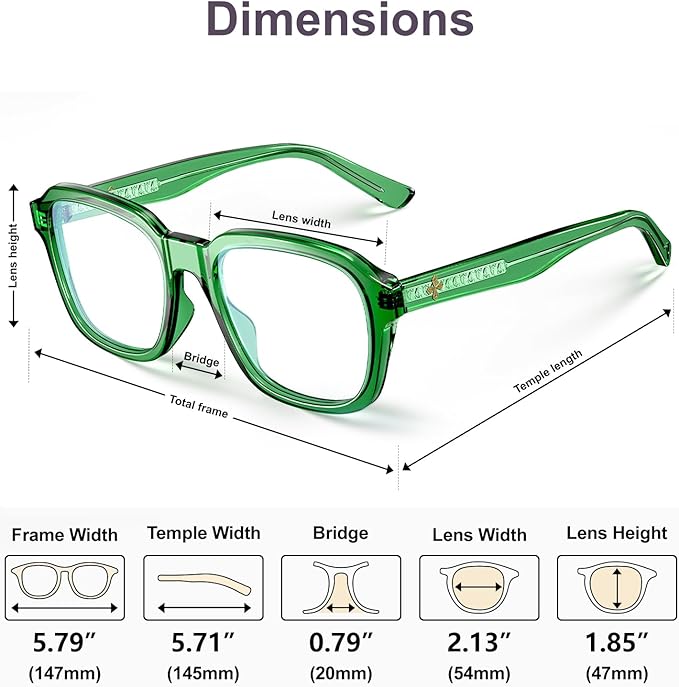 VISOONE Oversized Square Blue Light Blocking Glasses Fashion Computer Eyewear for Women and Men BENNETT