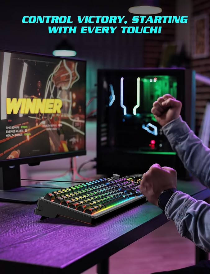 Gaming Keyboard and Mouse Combo - RGB Backlit 14 Lighting Effects, USB Wired Computer Keyboard, 26-Key Anti-Ghosting, Volume Wheel, Quiet Typing, Adjustable DPI Mouse for Gaming & Work, Trueque