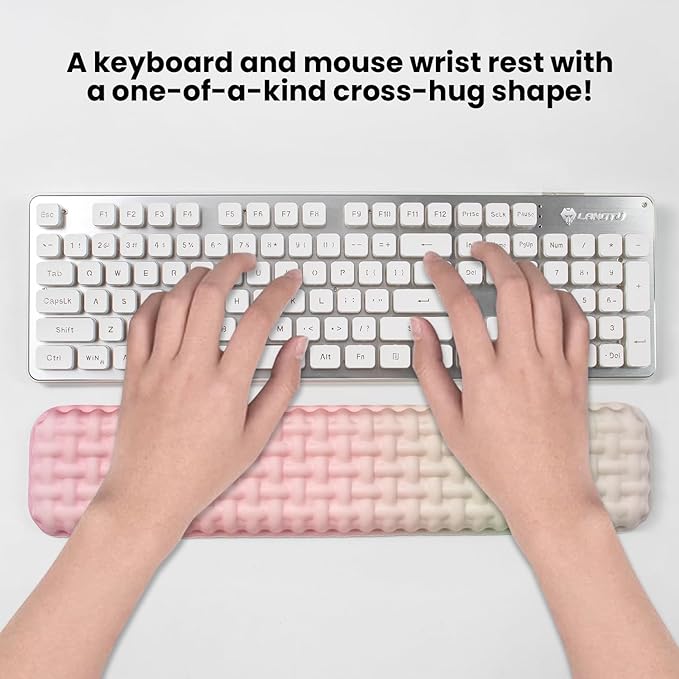 Ergonomic Keyboard and Mouse Wrist Rest Set - Wrist Support for Mouse, Computer Wrist Cushion Combo, Soft Memory Foam Wrist Support for Keyboard, Laptop, Mac, Office, Work, Gaming