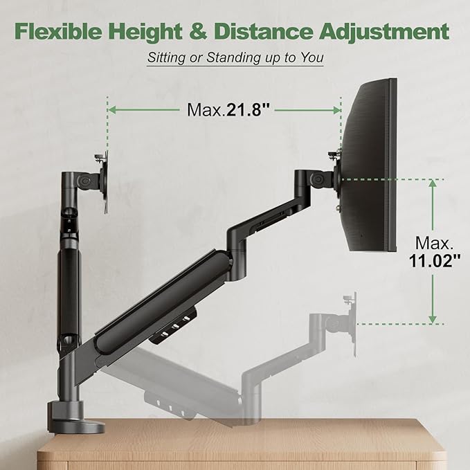 Dual Monitor Mount, Dual Monitor Stand for Two Ultrawide 13"-34" Flat/Curved Computer Screens, Low Profile Double Monitor Arms Hold up to 26.4bs, Easy Setup, VESA Mount 75x75/100x100mm