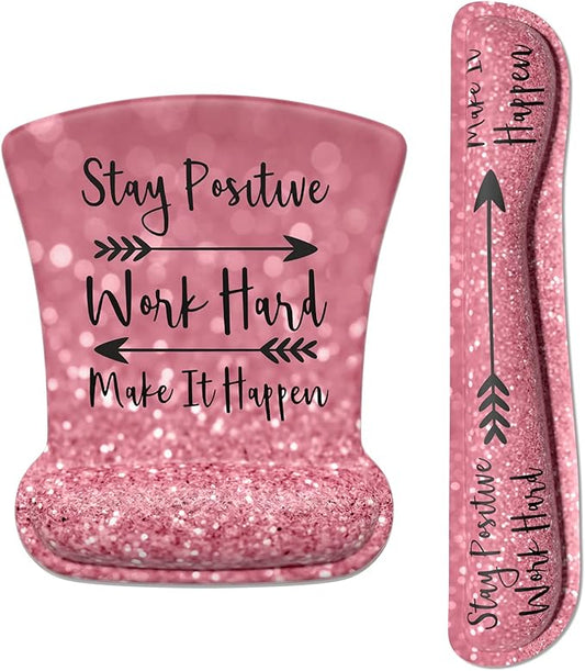 ITNRSIIET Mouse Pad Wrist Support Keyboard Wrist Rest Pad Ergonomic Mousepad Non-Slip Memory Foam Keyboard Pad Easy Typing Pain Relief Perfect for PC Laptop Gaming Office, Pretty Inspirational Quotes