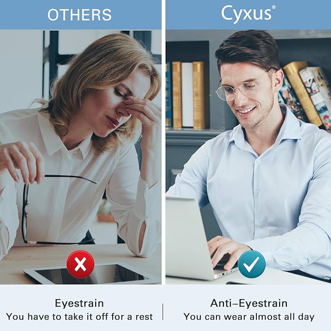 Cyxus Blue Light Glasses for Men and Women, Round Metal Frame Computer Eyeglasses for Office, Gaming, Reading 8090