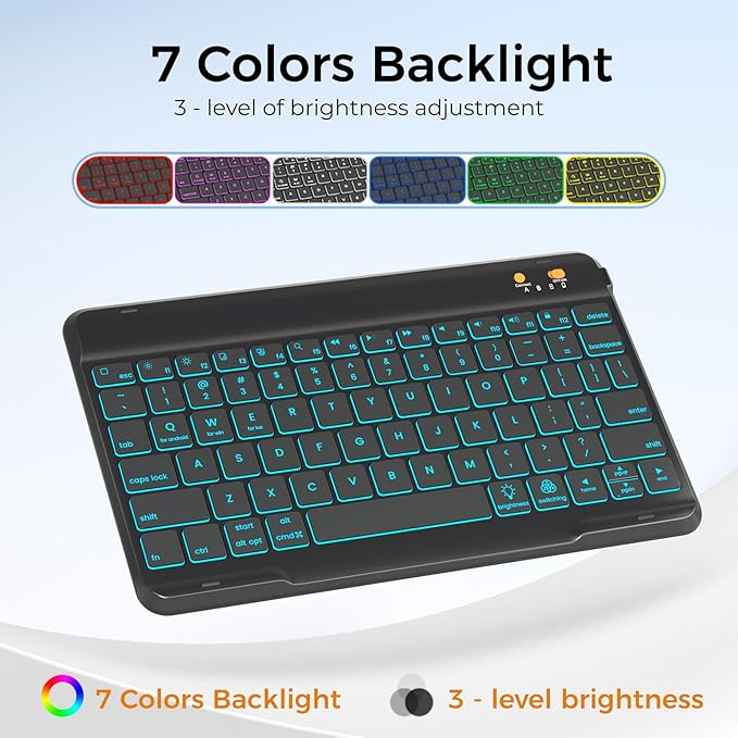 OYEEICE for iPad 9th Generation Case with Keyboard - Detachable Backlit Keyboard - Rotatable Cover with Pencil Holder for iPad 9th/8th/7th Gen, iPad Air 3rd Gen & iPad Pro 10.5" - Black