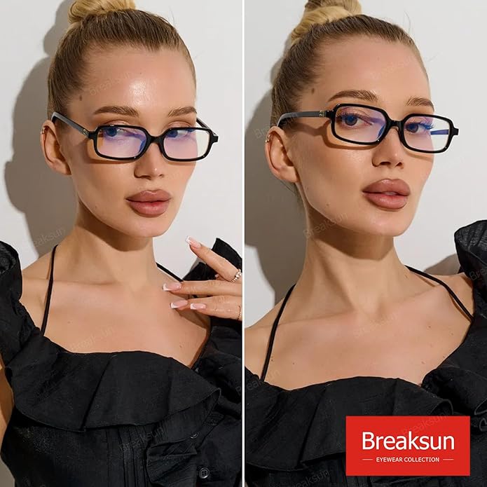 Retro Rectangle Glasses for Women Men Small Square Blue Light Blocking Glasses Vintage Eyeglasses