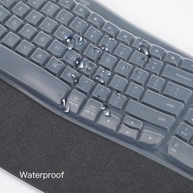 Keyboard Cover Skin for Logitech Wave Keys MK670 Combo Keyboard Skin, Logitech Wave Keys Wireless Ergonomic Keyboard Cover Protector Skin, Logitech Wave Keys Accessories, Clear